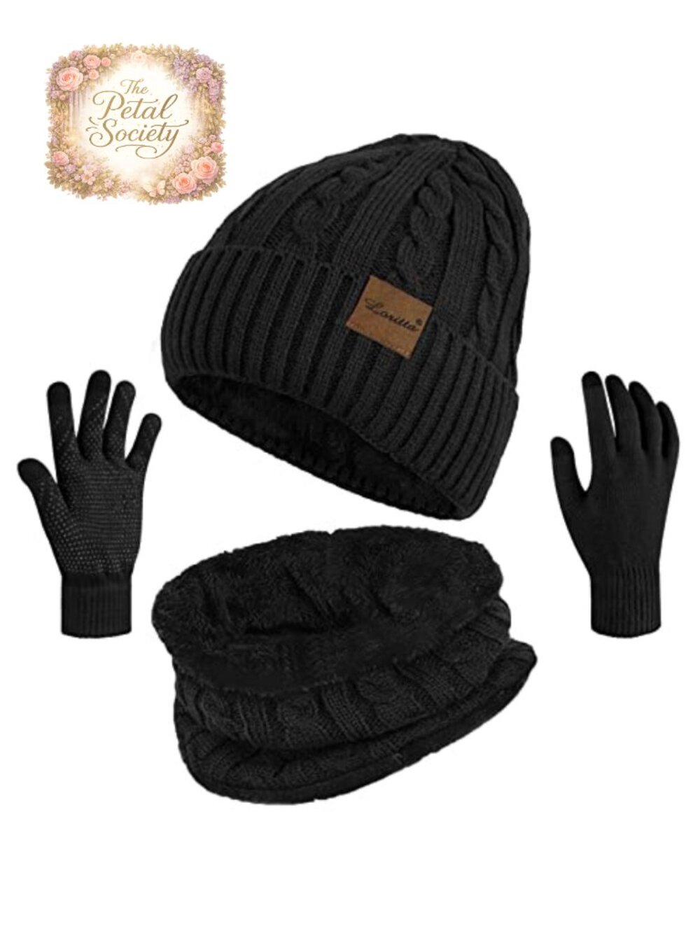 Loritta 3-Piece Winter Set: Beanie, Scarf & Touch Screen Gloves